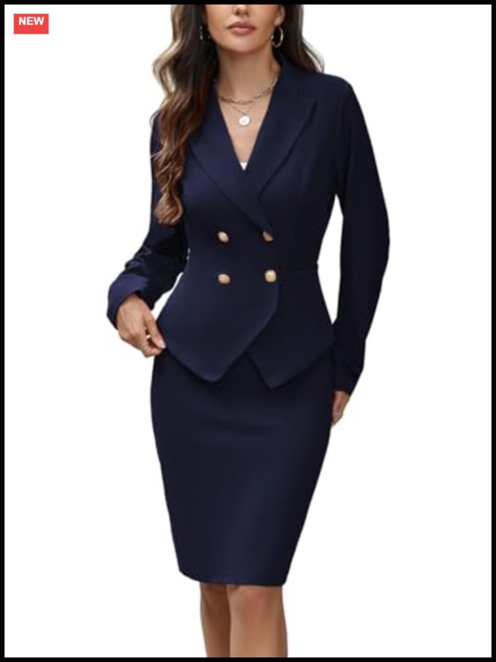 Womens 2 Piece Suit Blazer and Pencil Skirt Set Office Professional